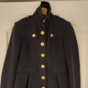 Burberry Brit Blue Fitted Military Coat